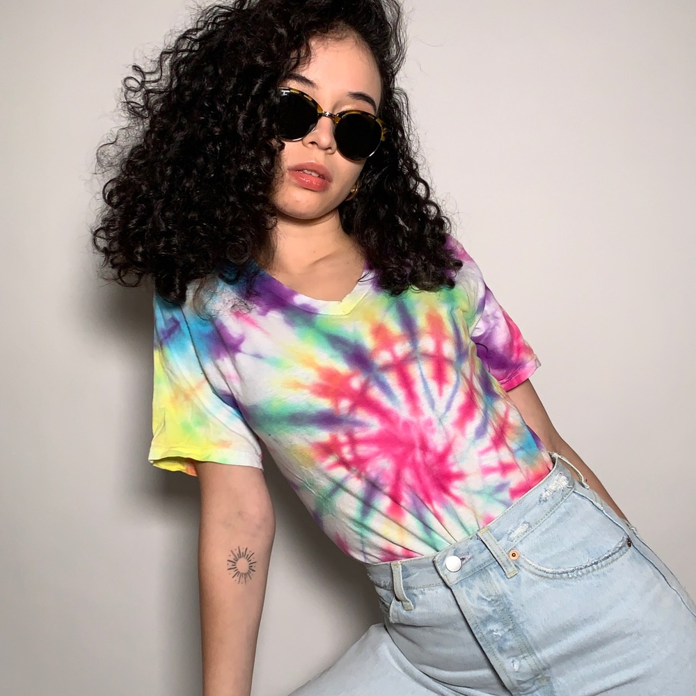 SOLD Rainbow handmade tie dye tee
